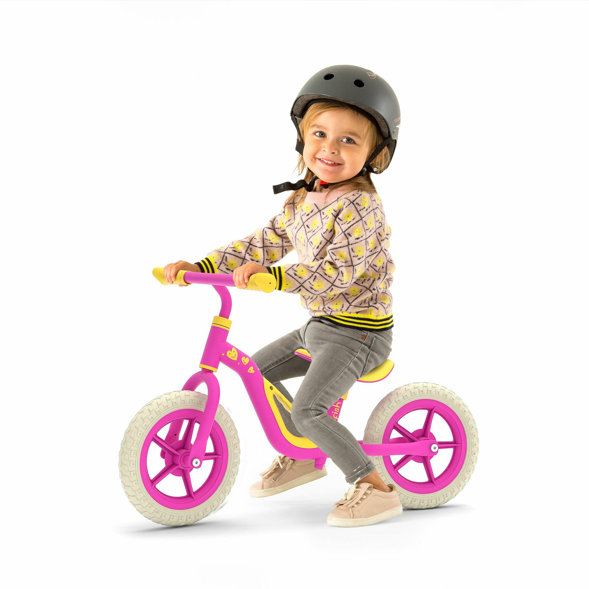 Bicicleta de echilibru, Chillafish, Charlie, Cu ghidon si sa reglabile, Greutate 2.5 Kg, Roti din spuma EVA, 10 inch, 18 - 48 luni, Pink