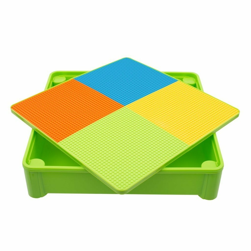 Set masuta si doua scaune, New Baby, Pentru copii, Multicolor, Cu parte detasabila si reversibila, Partea reversibila pentru Lego Duplo