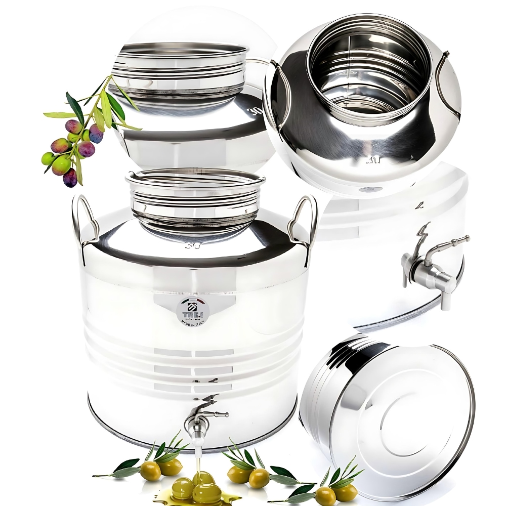 Butoi pentru Tuica/Palinca/Ulei/Lapte TRE.I, set cu robinet si suport, inox, 20L