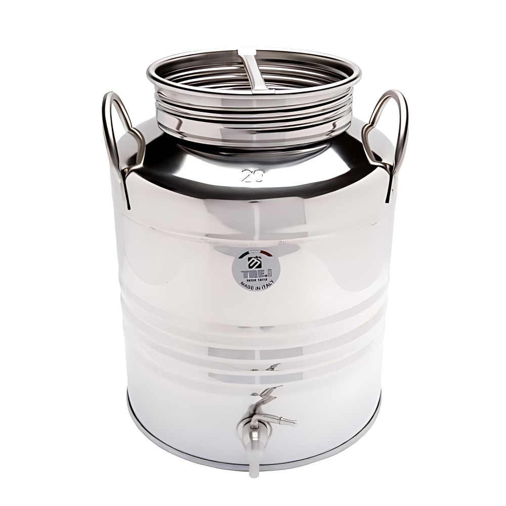 Butoi pentru Tuica/Palinca/Ulei/Lapte TRE.I, set cu robinet si suport, inox, 20L