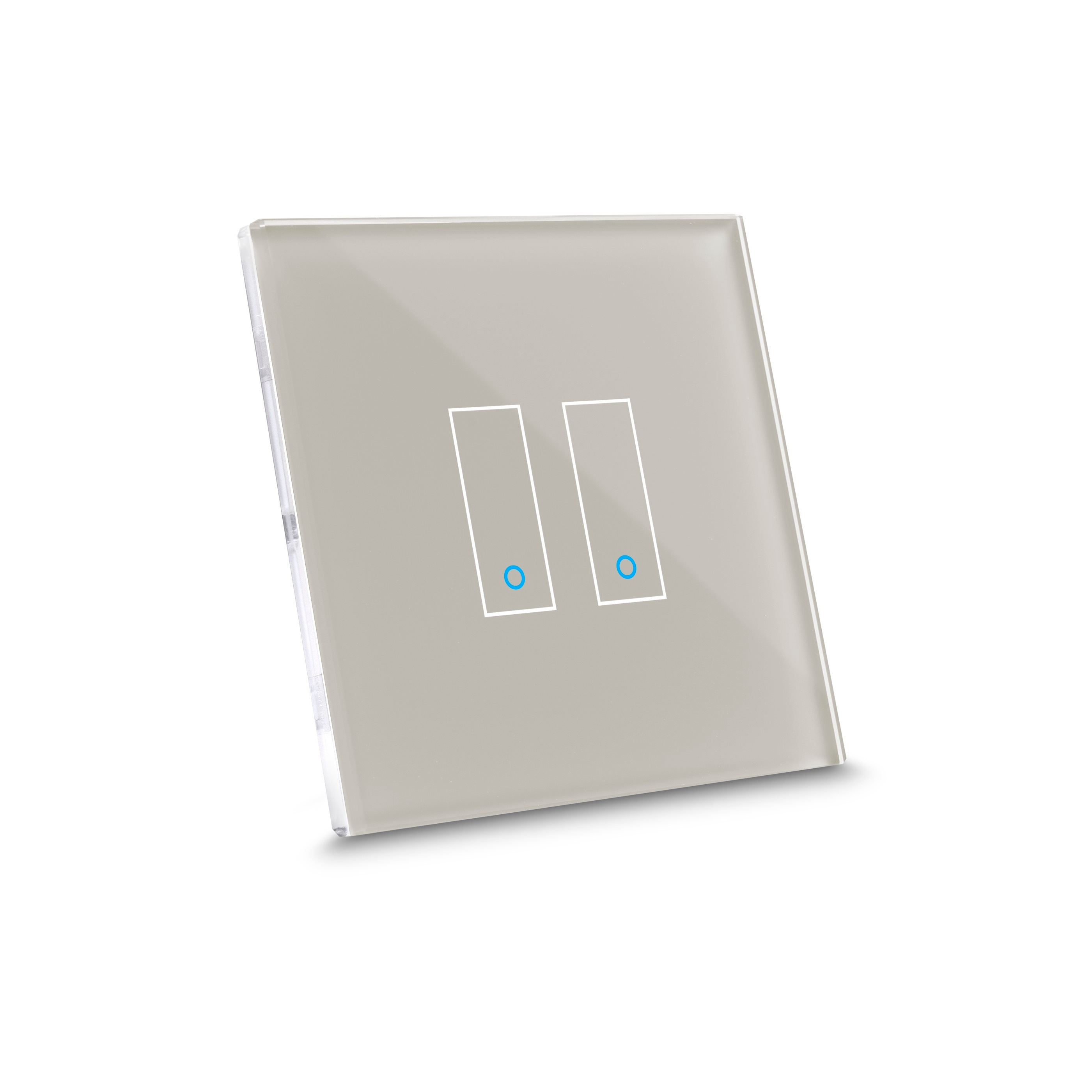 Intrerupator smart dublu Iotty LSWE22T, cu touch, din sticla, WiFi, cu nul, nisip