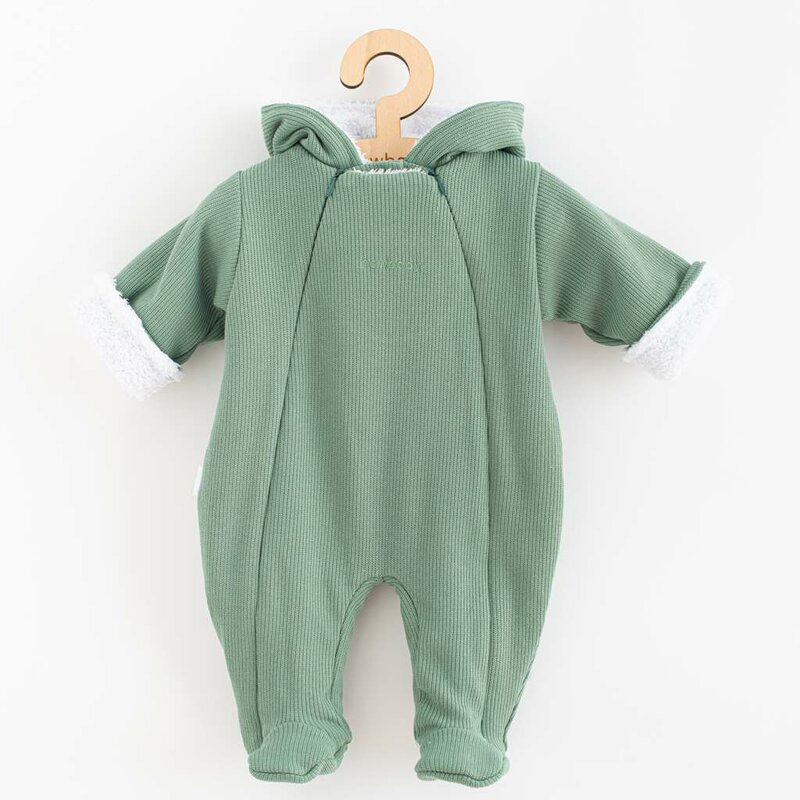 Salopeta de iarna, New Baby, Pentru bebelusi, Cu gluga, Marime 62, Din bumbac si elastan, Cu captuseala din polar, Frosty Mint