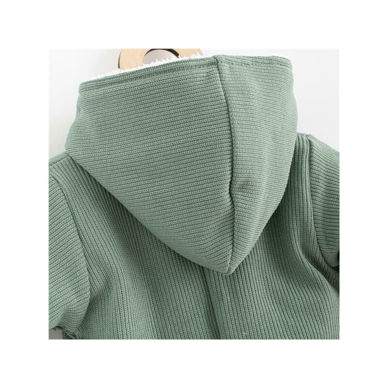 Salopeta de iarna, New Baby, Pentru bebelusi, Cu gluga, Marime 62, Din bumbac si elastan, Cu captuseala din polar, Frosty Mint