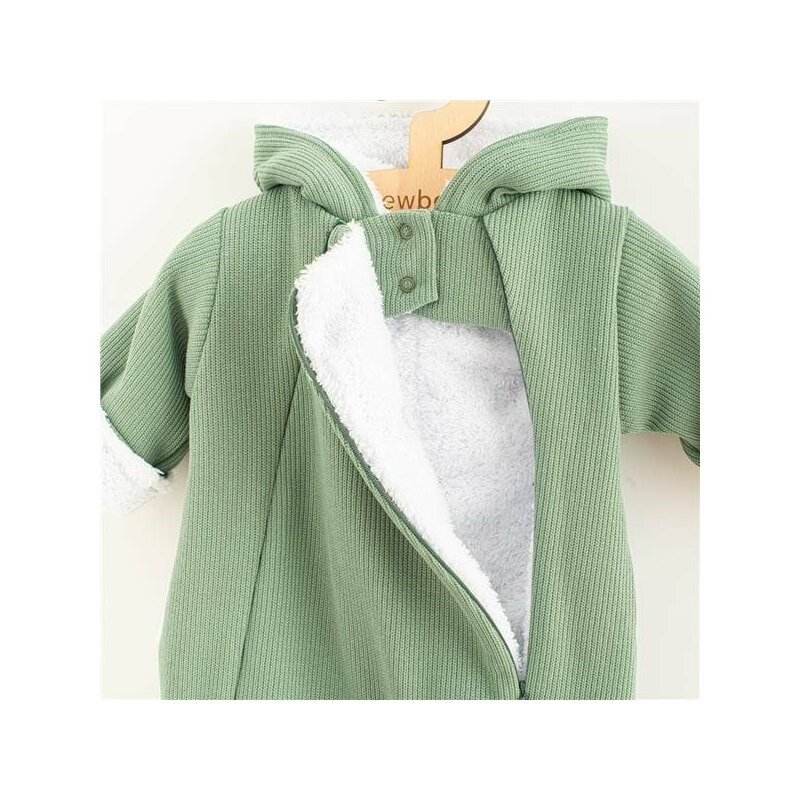 Salopeta de iarna, New Baby, Pentru bebelusi, Cu gluga, Marime 62, Din bumbac si elastan, Cu captuseala din polar, Frosty Mint