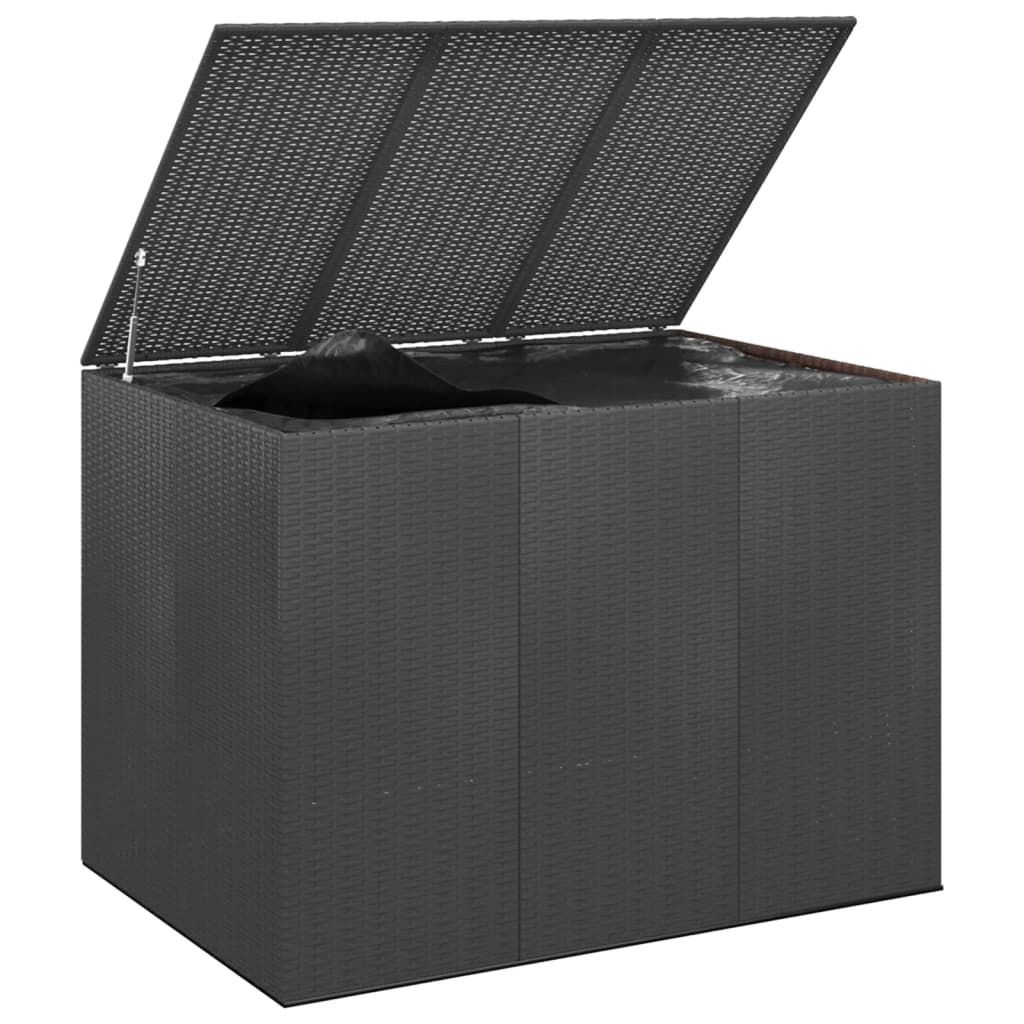 Lada depozitare gradina VIDAXL, PE ratan, 145 x 100 x 103 cm, negru