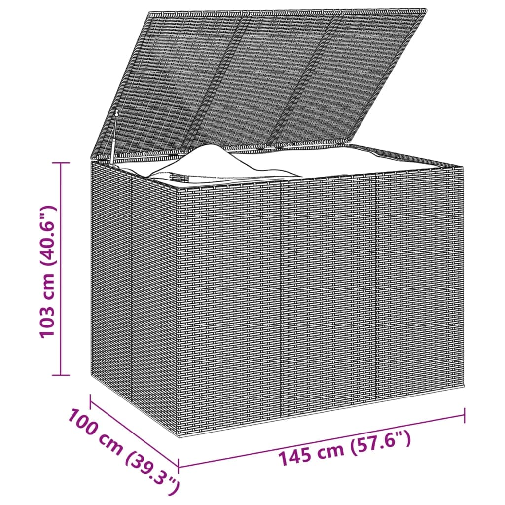 Lada depozitare gradina VIDAXL, PE ratan, 145 x 100 x 103 cm, negru