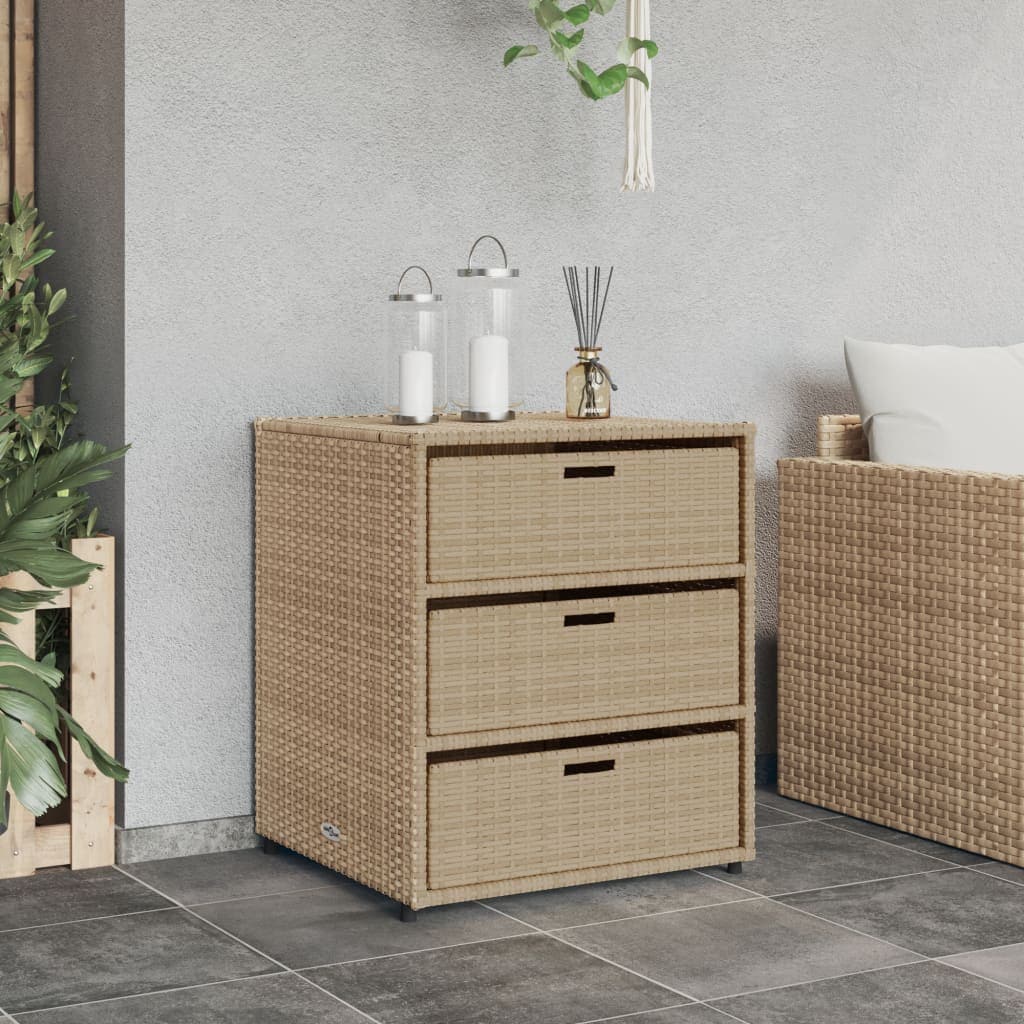 Dulap depozitare de gradina, vidaXL, 55x59x69, poliratan, Bej
