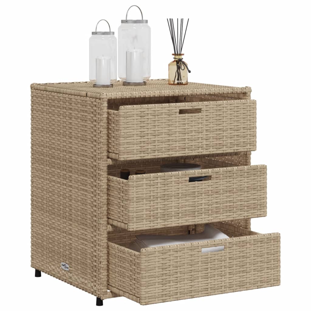 Dulap depozitare de gradina, vidaXL, 55x59x69, poliratan, Bej