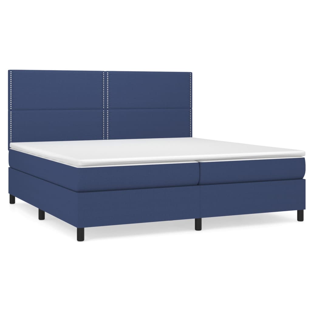 Pat box spring cu saltea vidaXL, 200x200 cm, textil, Albastru