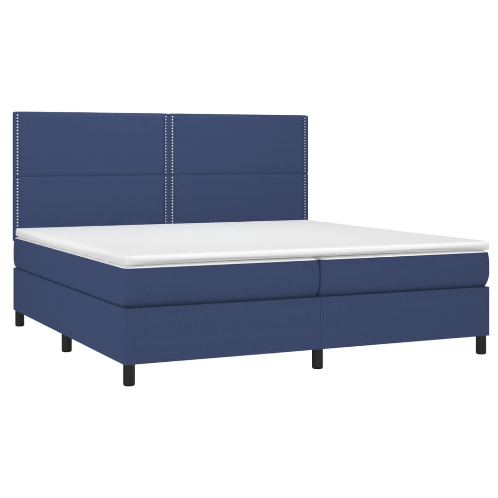 Pat box spring cu saltea vidaXL, 200x200 cm, textil, Albastru