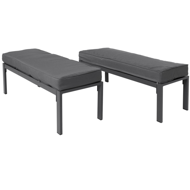 Set mobilier gradina/terasa Sofia, aluminiu, 6 piese, masa, 2 canapele, 2 bancute, 1 element de colt, perne, gri