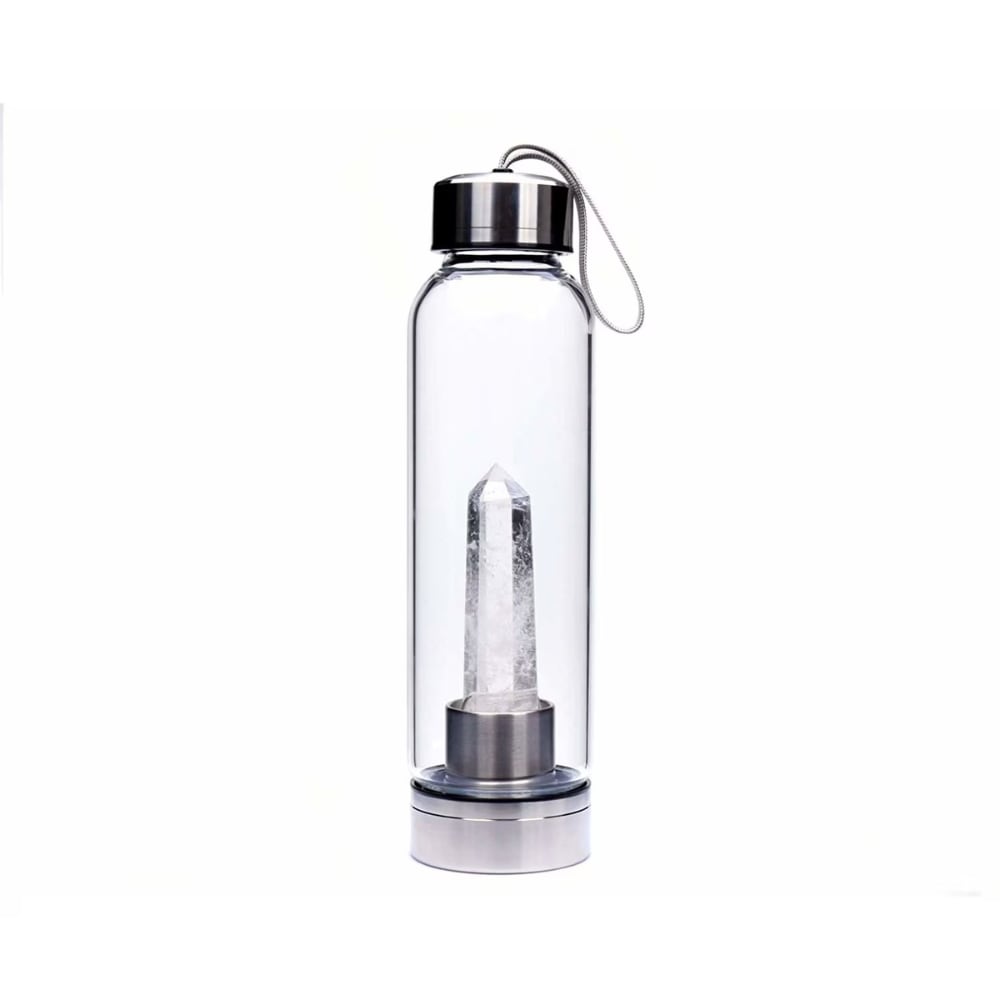 Recipient sticla piatra semipretioasa, Clear Quartz, 550 ml
