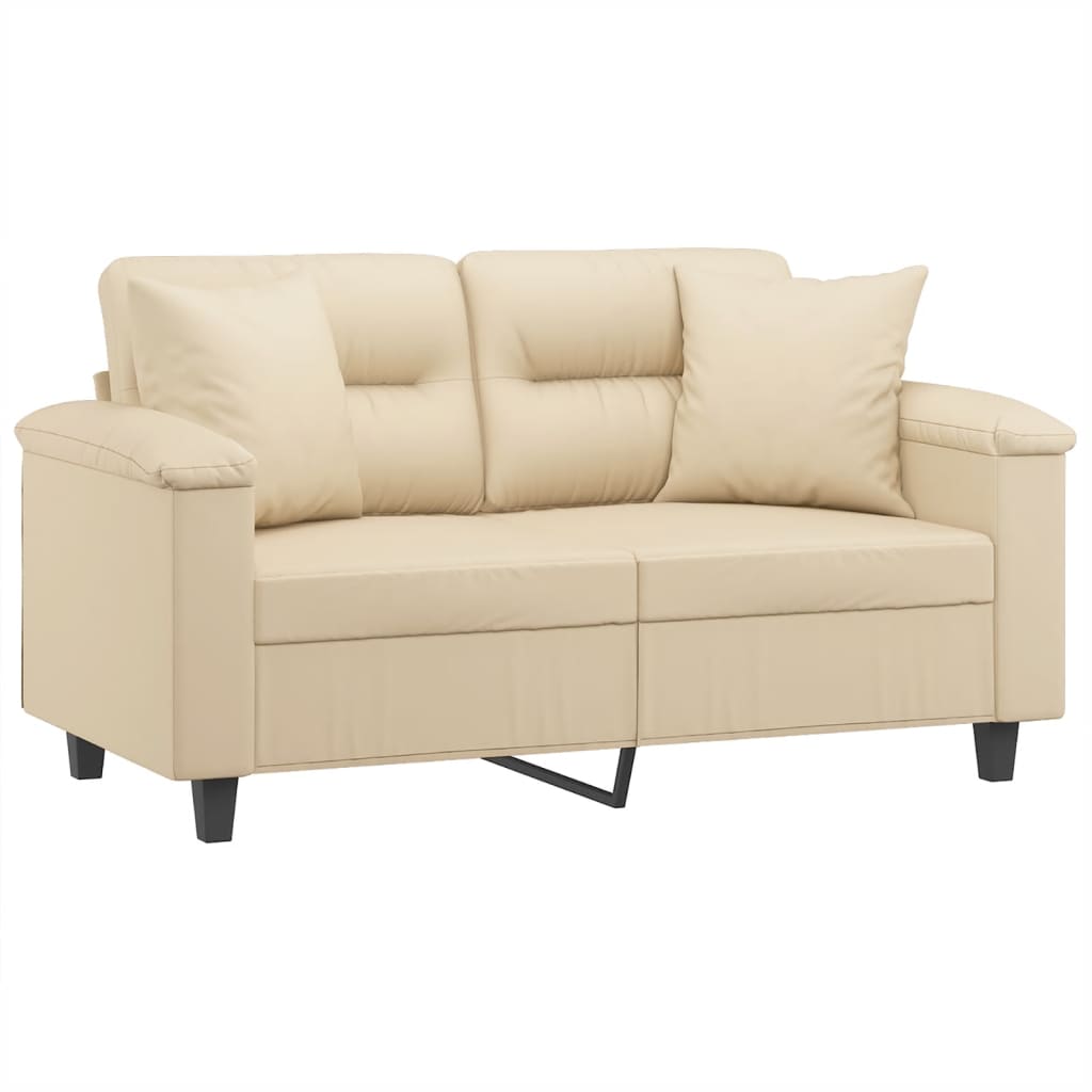 Canapea cu 2 locuri, cu perne vidaXL, 150 x 77 x 80, microfibra, Crem