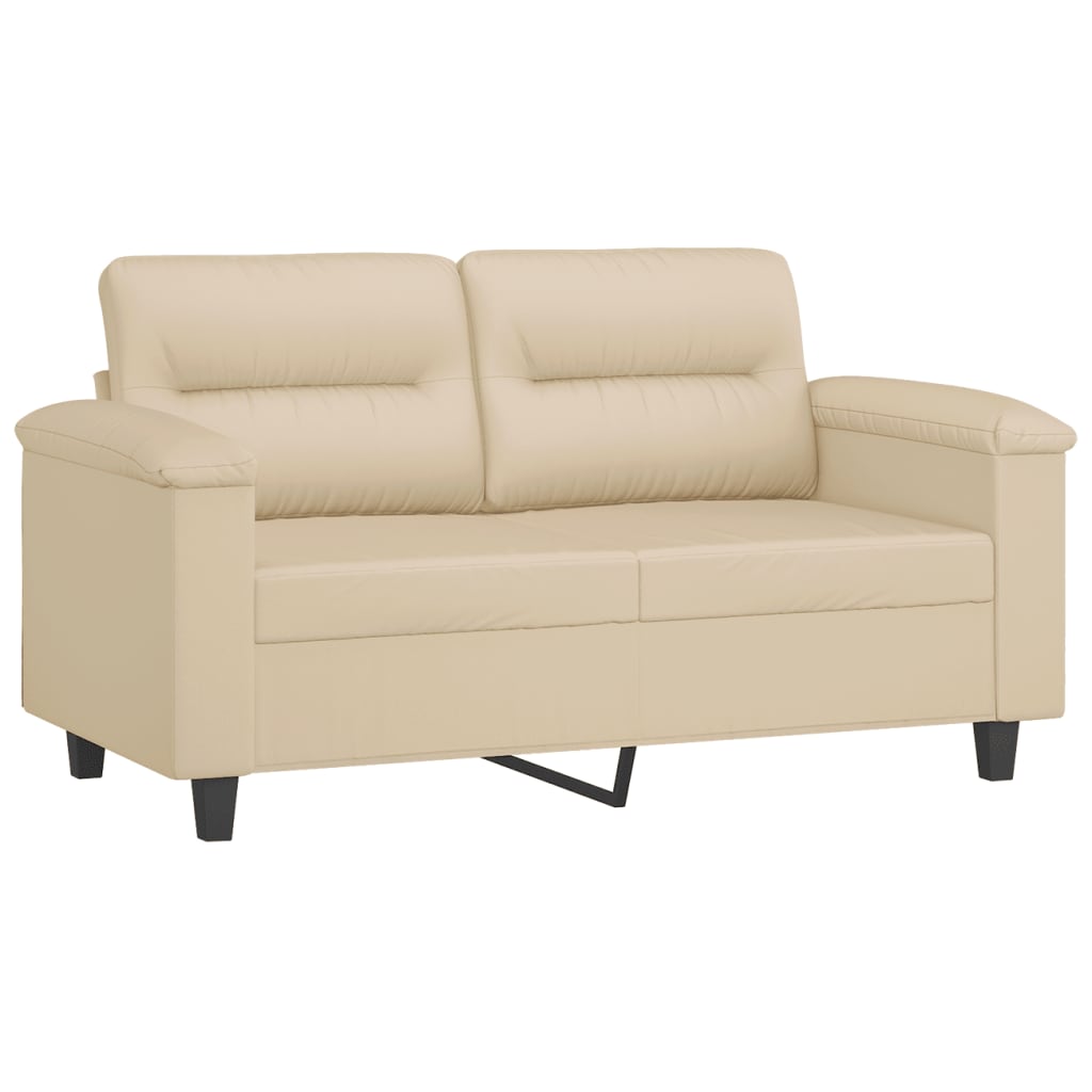 Canapea cu 2 locuri, cu perne vidaXL, 150 x 77 x 80, microfibra, Crem