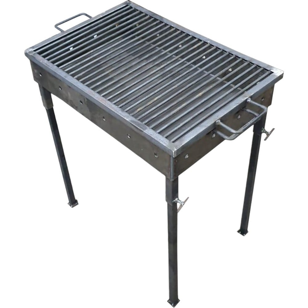 Gratar de gradina traditional HousexL Premium Barbecue, Picioare din teava rectangulara cu surub, Realizat manual, Sarma grill 8mm, 60 x 40 cm, Natur