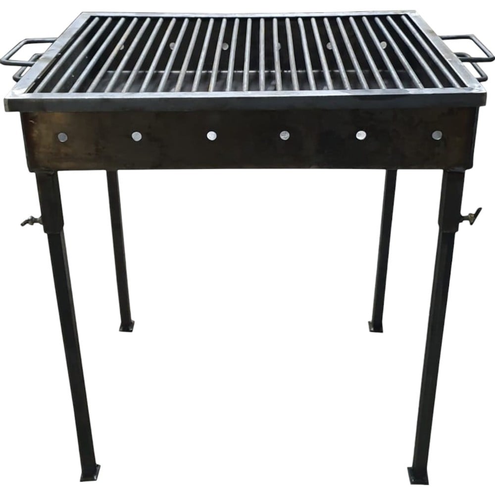 Gratar de gradina traditional HousexL Premium Barbecue, Picioare din teava rectangulara cu surub, Realizat manual, Sarma grill 8mm, 60 x 40 cm, Natur