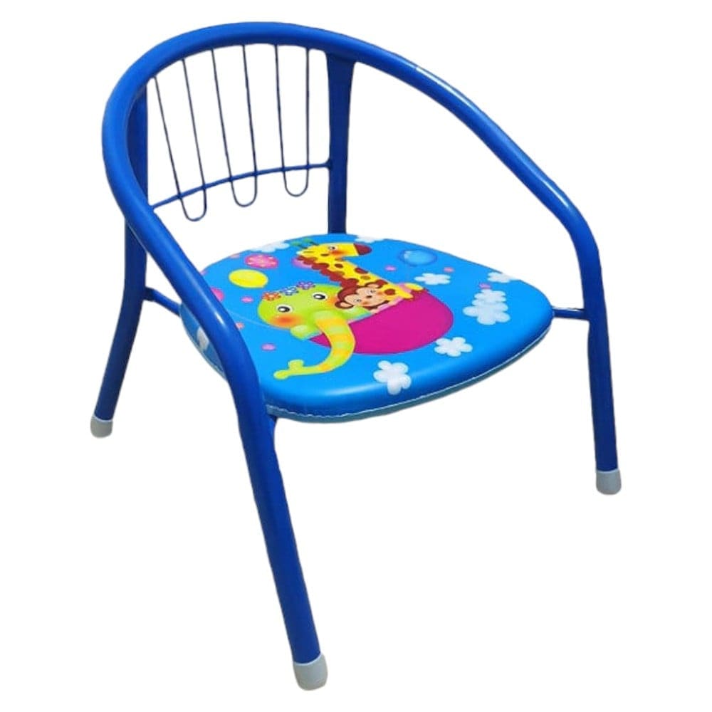 Set 4 scaune metalice pentru copii NOVOKIDS Little chair, Sezut moale cu sunete, Pentru interior si exterior, Dimensiuni 36x36x34 cm, Multicolor