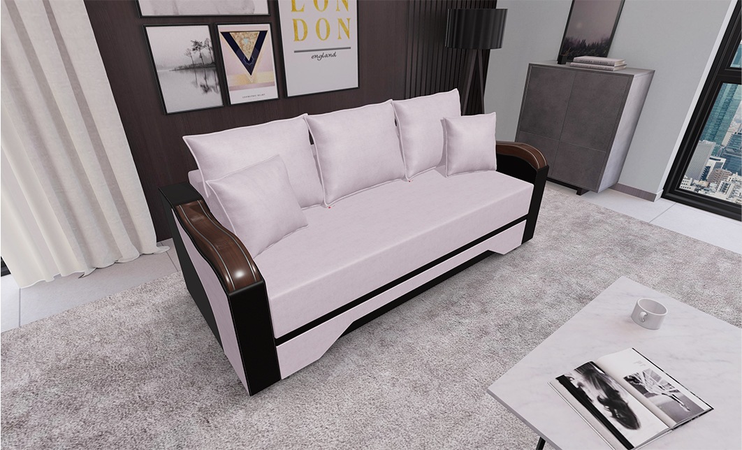 Canapea extensibila Bianca Fresh 9 Wenge, 3 locuri, 220 x 108 x 81 cm, roz