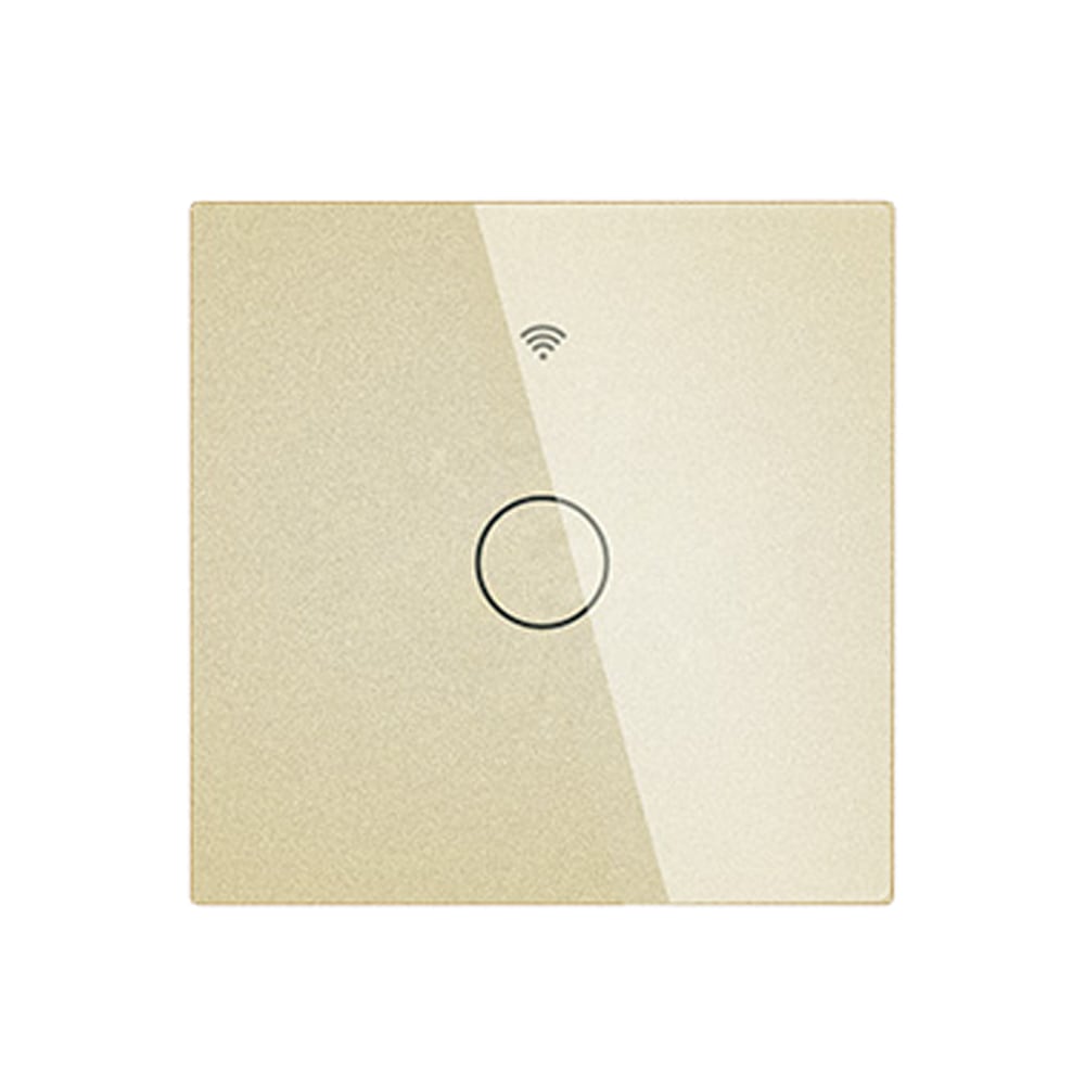 Intrerupator touch inteligent WiFi, fara Null, din sticla securizata, Tuya, 10A, 300W, Auriu
