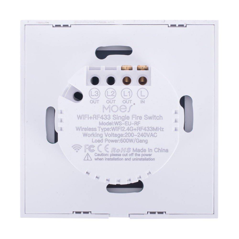 Intrerupator touch inteligent WiFi, fara Null, din sticla securizata, Tuya, 10A, 300W, Alb