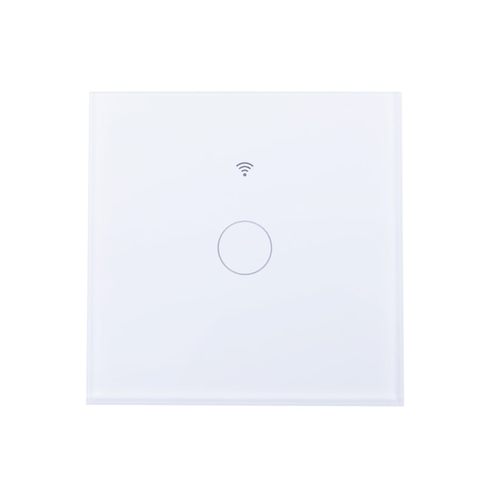 Intrerupator touch inteligent WiFi, fara Null, din sticla securizata, Tuya, 10A, 300W, Alb