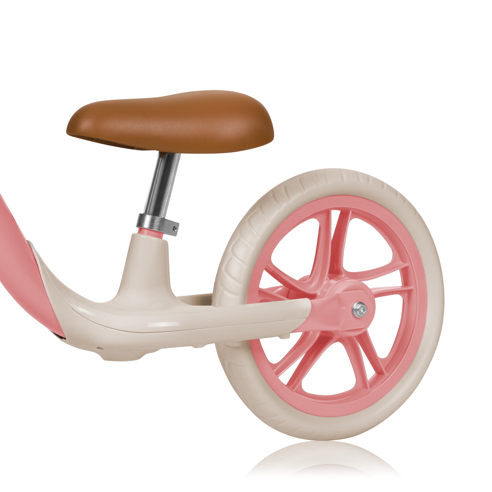 Bicicleta fara pedale, Lionelo, Alex Plus, Cu ghidon si sa reglabile, Cos depozitare si sonerie, Din otel, Roti din spuma EVA, 12 inch, Pink Rose