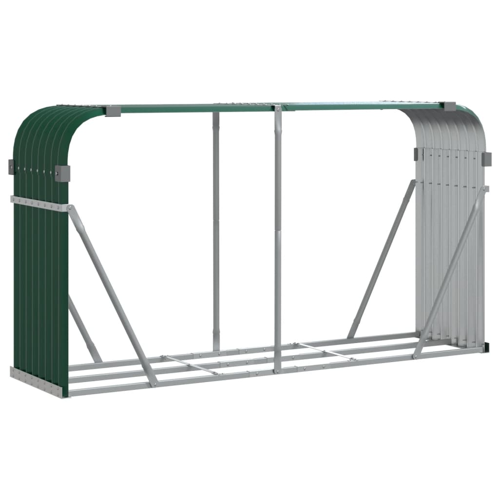 Suport pentru busteni vidaXL, verde, 180x45x100 cm, otel galvanizat