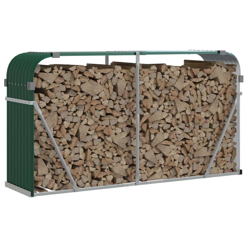 Suport pentru busteni vidaXL, verde, 180x45x100 cm, otel galvanizat