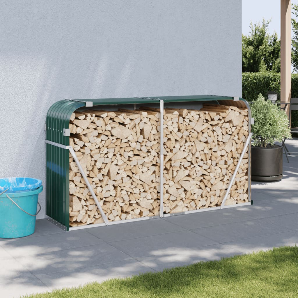 Suport pentru busteni vidaXL, verde, 180x45x100 cm, otel galvanizat