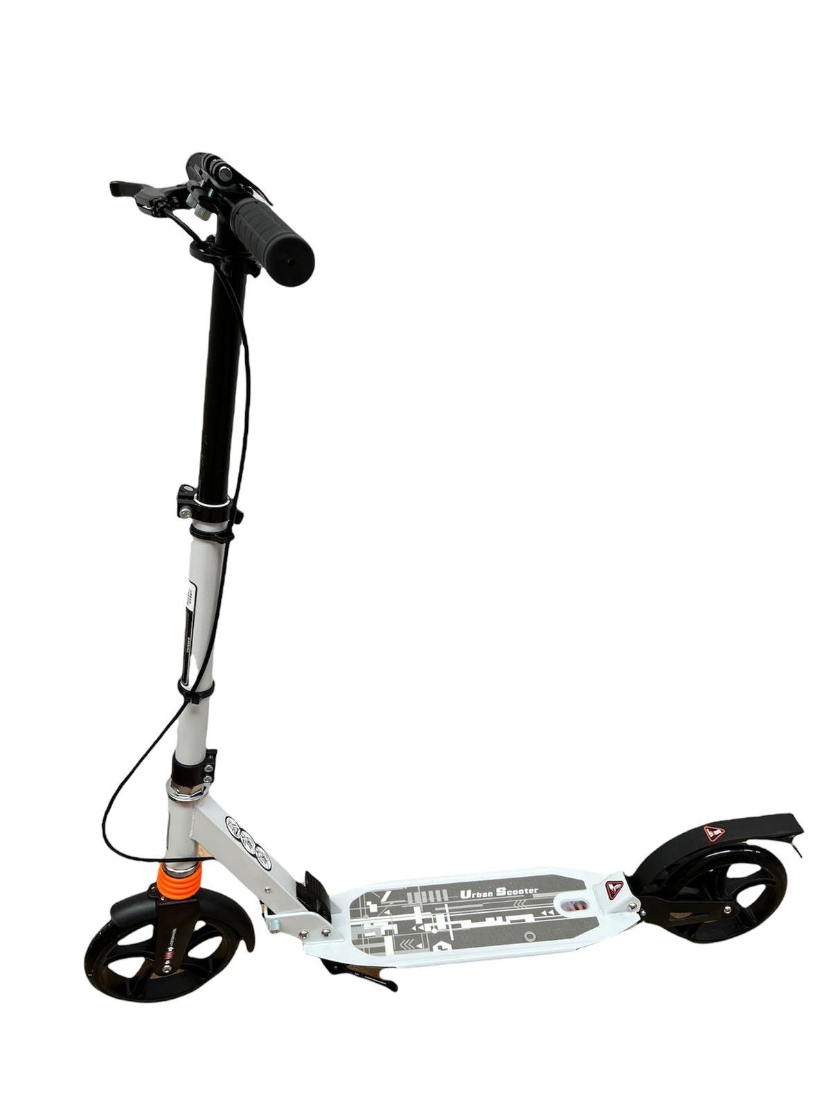 Trotineta mecanica Krista, aluminiu, cu suspensii, pentru copii si adulti, greutate maxima 100 kg, TR01 alb