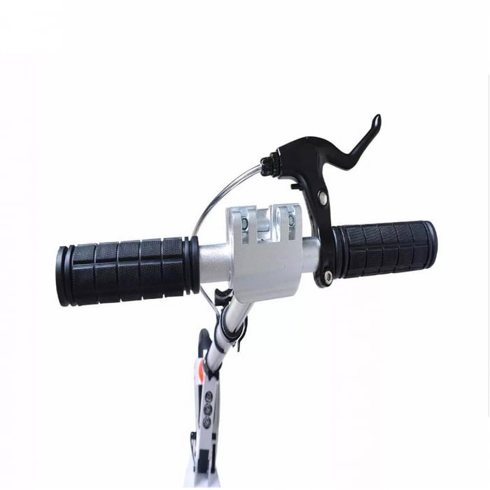 Trotineta mecanica Krista, aluminiu, cu suspensii, pentru copii si adulti, greutate maxima 100 kg, TR01 alb
