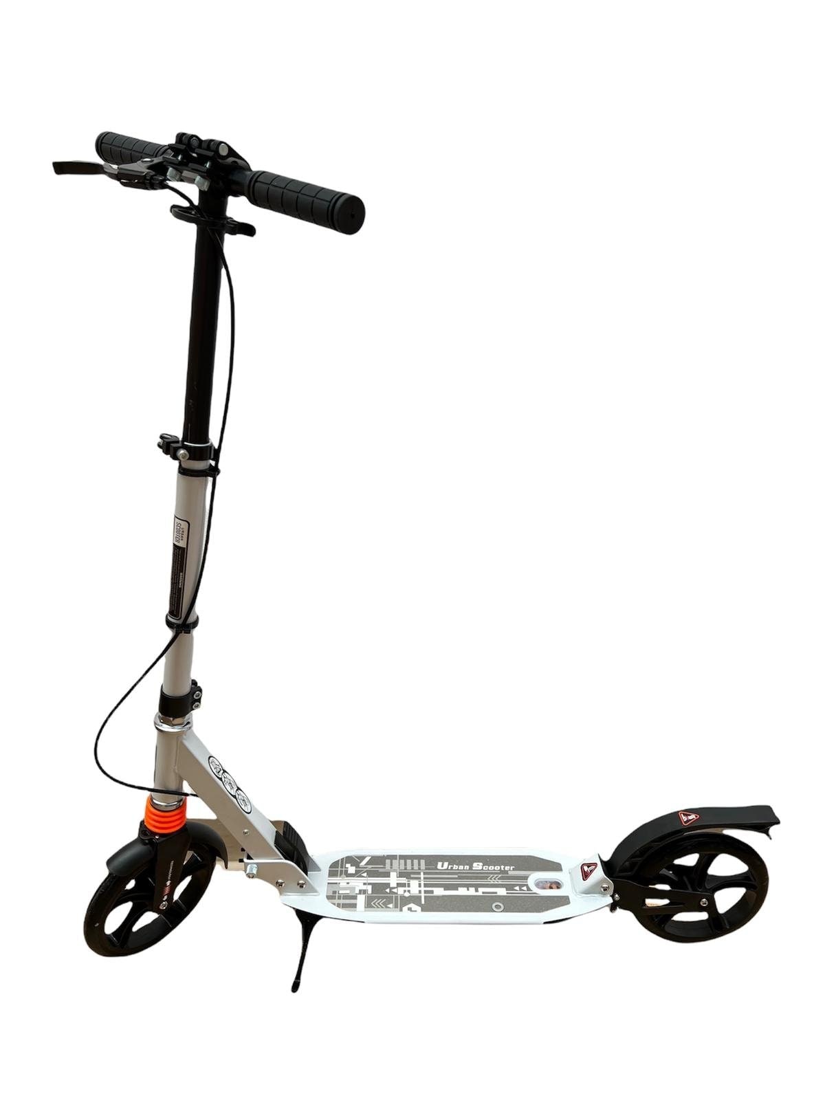 Trotineta mecanica Krista, aluminiu, cu suspensii, pentru copii si adulti, greutate maxima 100 kg, TR01 alb