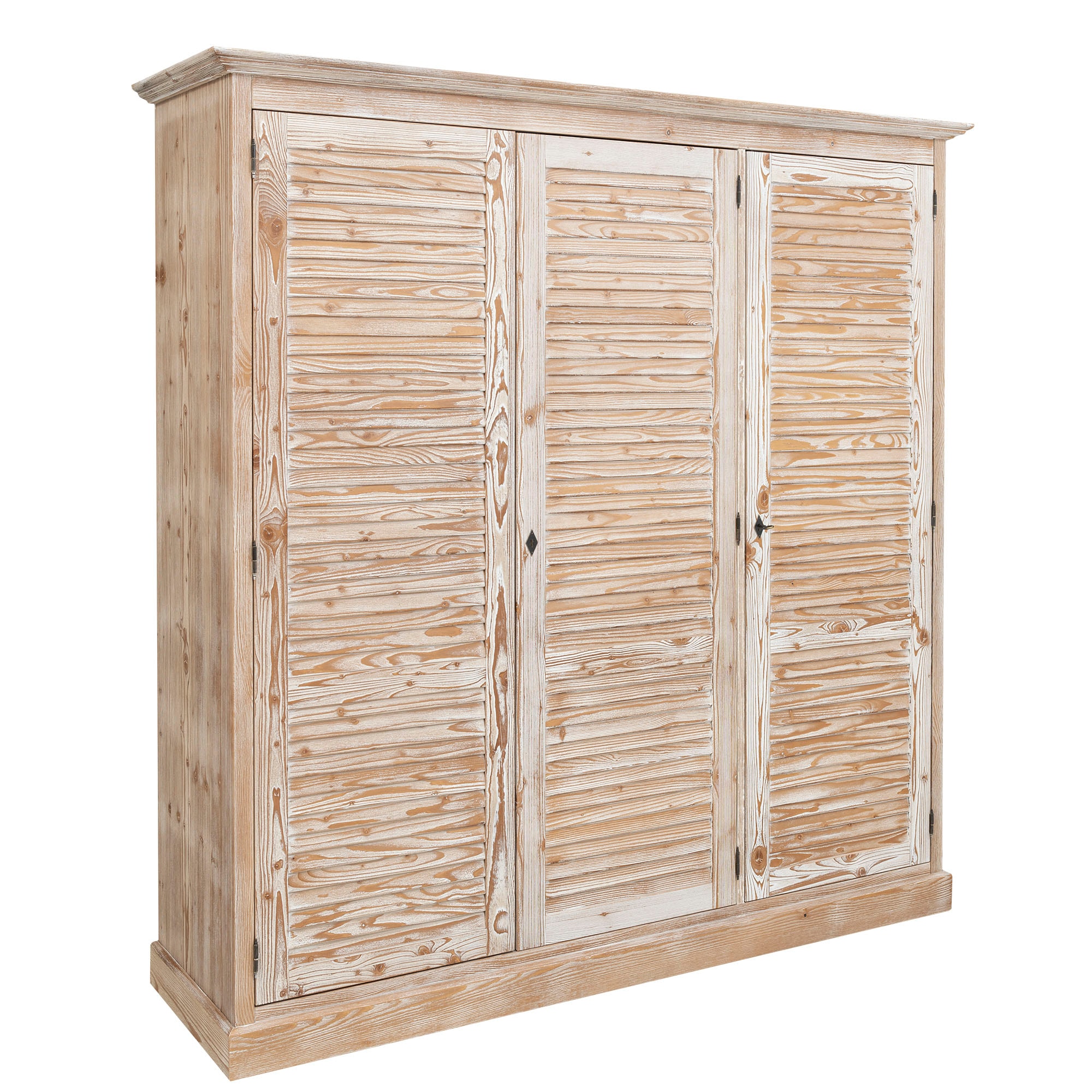 Dulap cu 3 usi, Colectia Shutter, culoare maro deschis P071, periat adanc, 100% lemn masiv