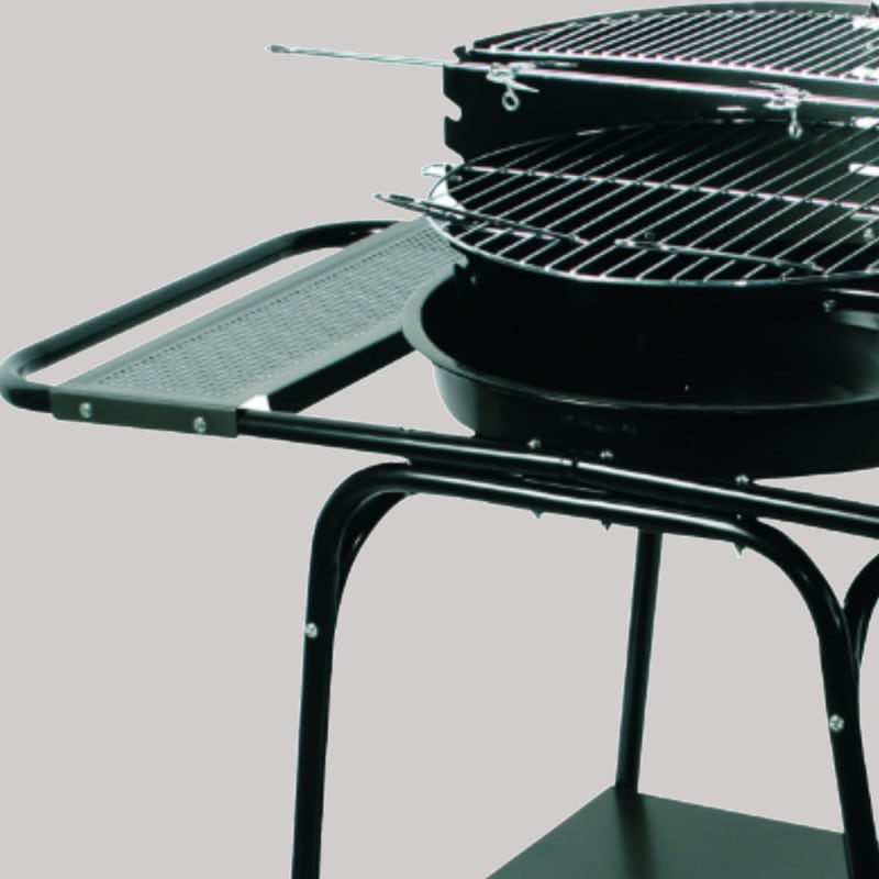 Gratar pe carbuni MasterGrill MG906, 46 cm, 3 rafturi, Grill frigarui, 2 rotite, Otel emailat, Negru