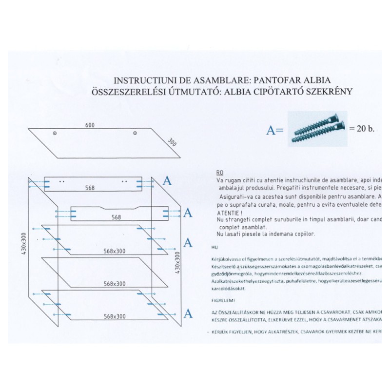Pantofar DRIMUS GN Albia, 30 x 70 x 45 cm, PAL, alb