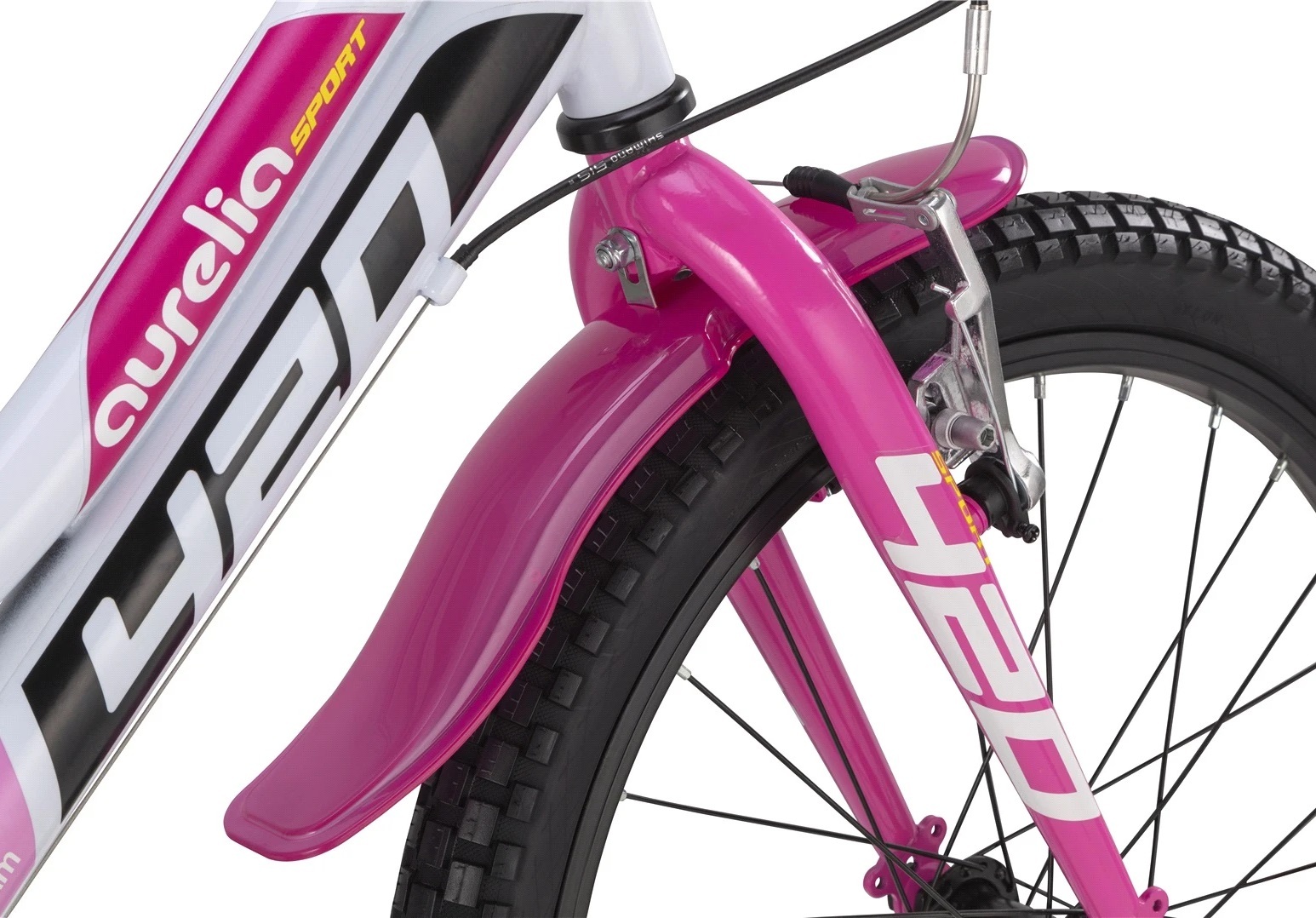 Bicicleta copii Dino Bikes Mountain Bike, 6 viteze, roata 20", pana la 145 cm, 7 ani+, alb/roz