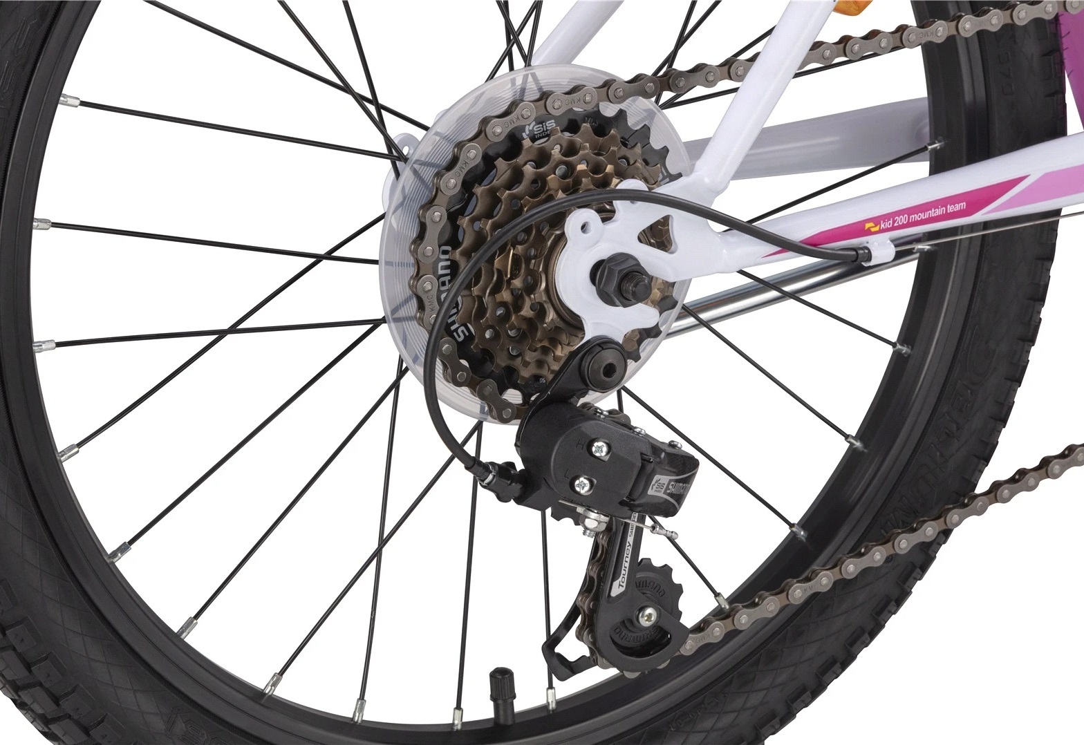 Bicicleta copii Dino Bikes Mountain Bike, 6 viteze, roata 20", pana la 145 cm, 7 ani+, alb/roz