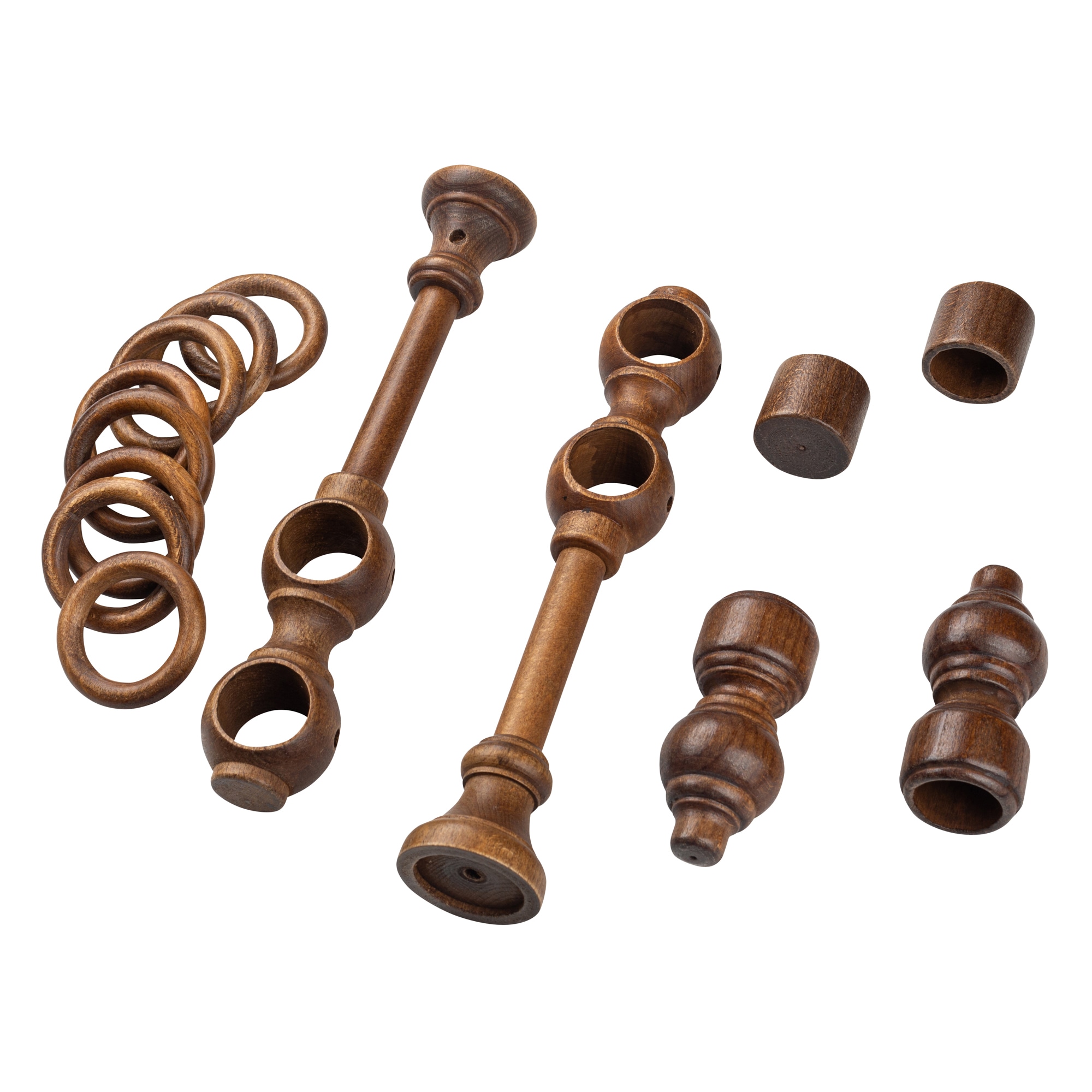 Galerie dubla lemn masiv Filigrano, nuanta nuc, 120 cm - kit complet