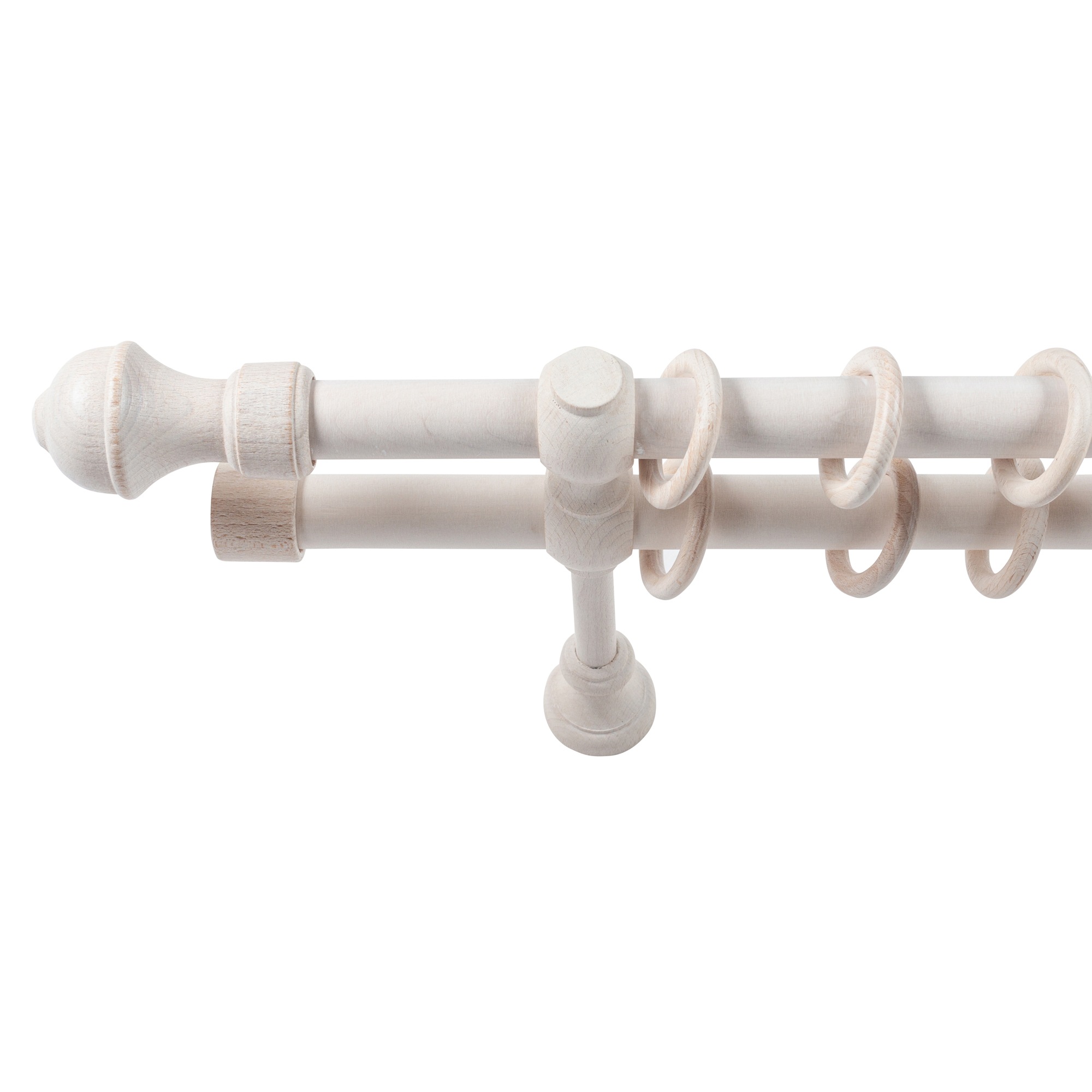 Galerie dubla lemn masiv Ares, nuanta alb-antic, 360 cm - kit complet