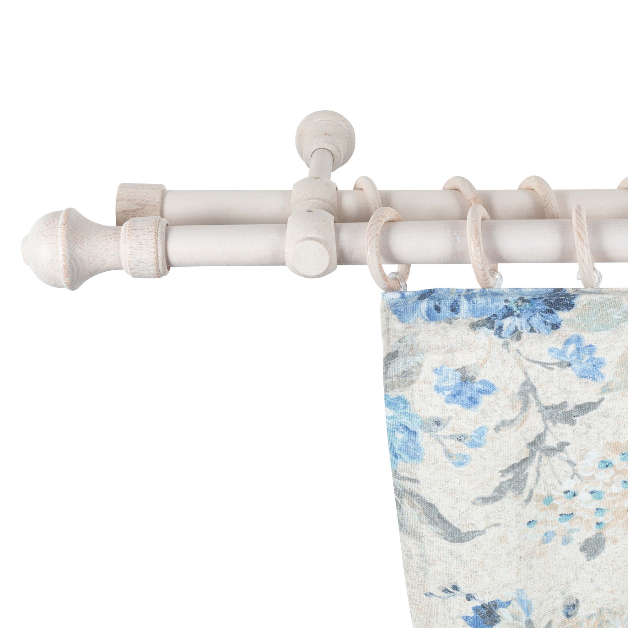Galerie dubla lemn masiv Ares, nuanta alb-antic, 360 cm - kit complet