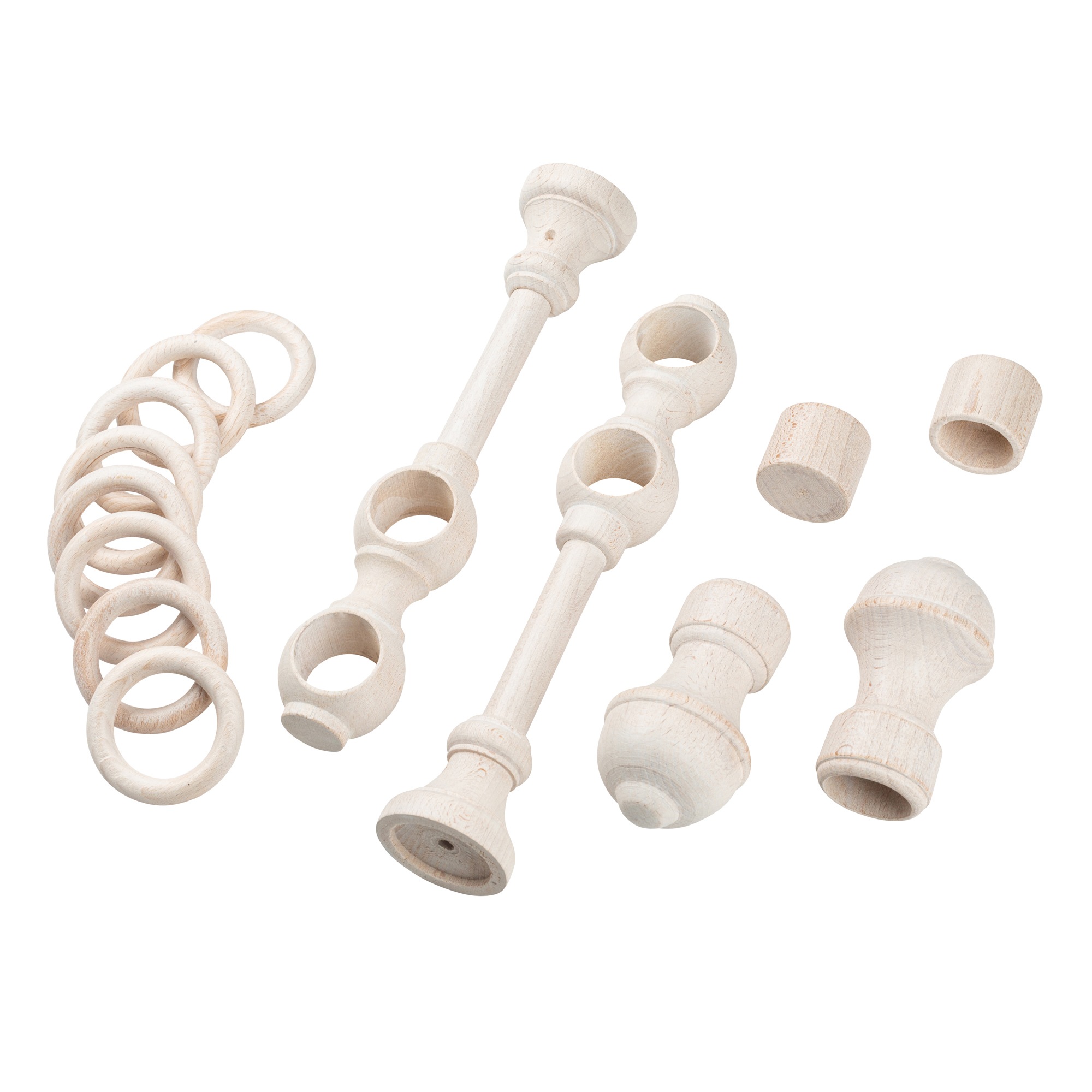 Galerie dubla lemn masiv Ares, nuanta alb-antic, 360 cm - kit complet