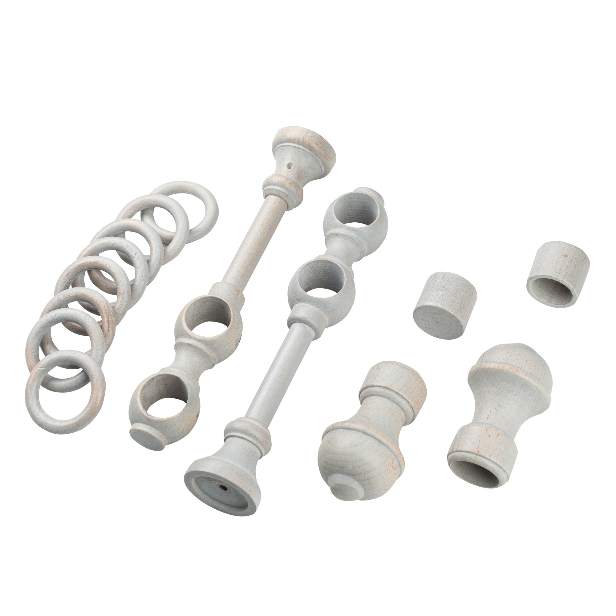 Galerie dubla lemn masiv Ares, nuanta gri-antic, 400 cm - kit complet