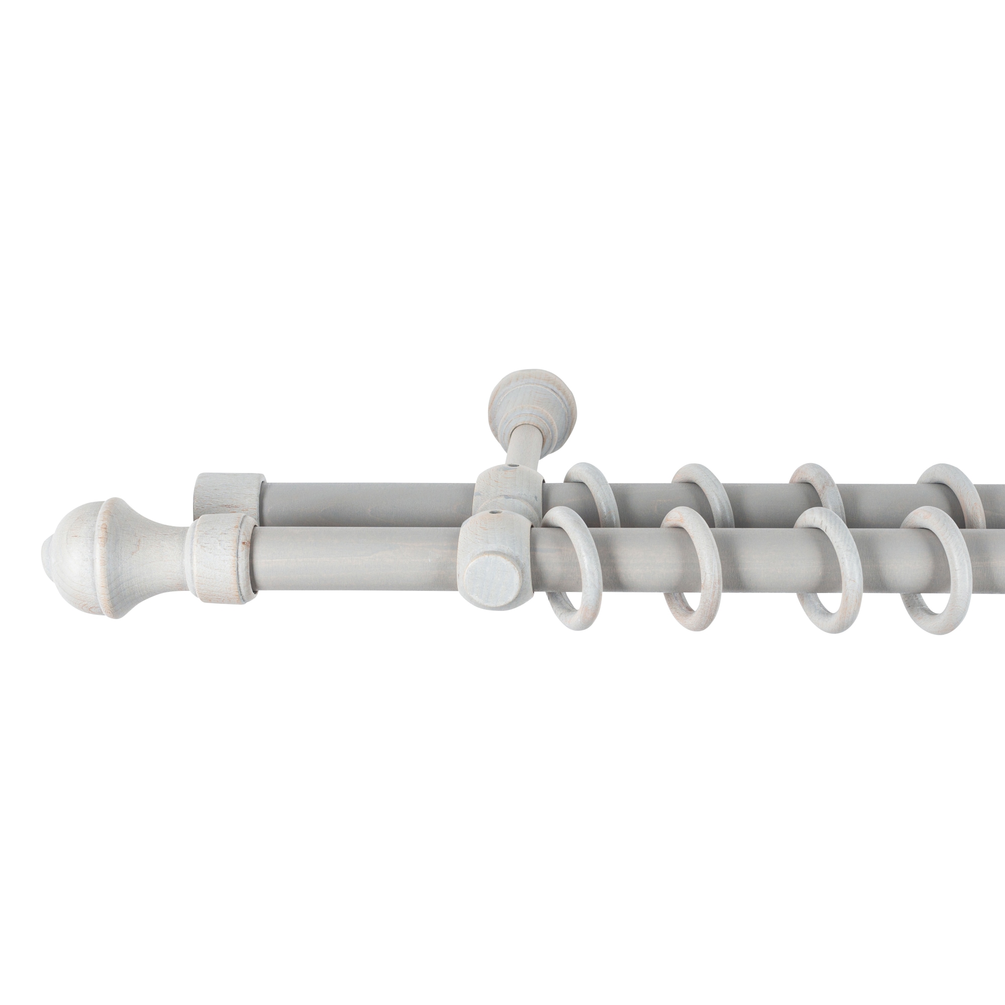 Galerie dubla lemn masiv Ares, nuanta gri-antic, 400 cm - kit complet