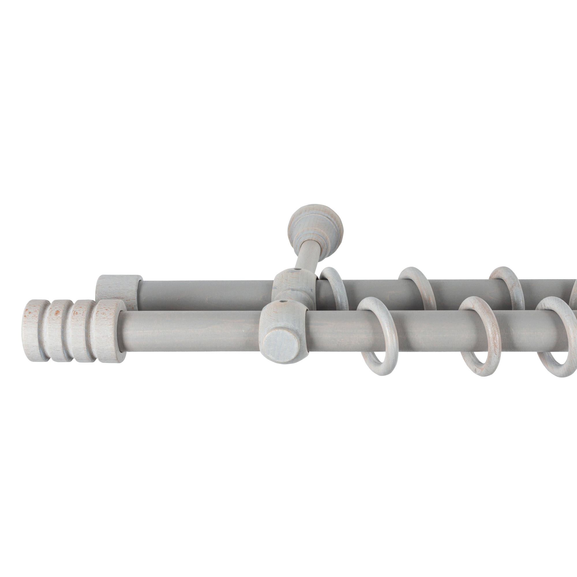 Galerie dubla lemn masiv Pisa, nuanta gri-antic, 400 cm - kit complet