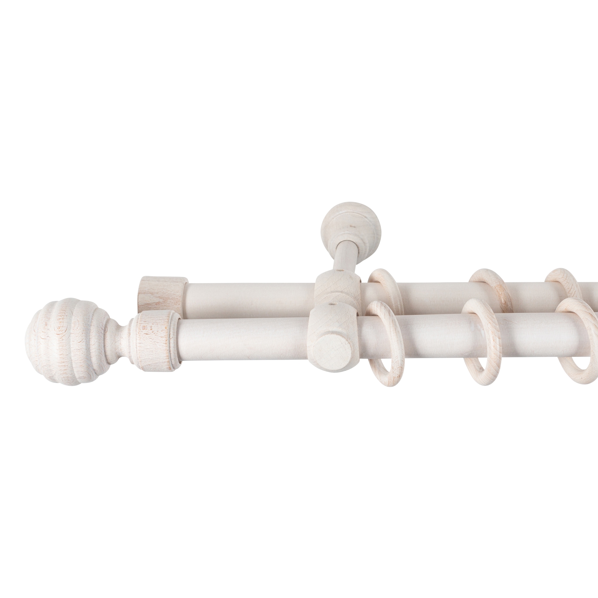 Galerie dubla lemn masiv Regal, nuanta alb-antic, 360 cm - kit complet