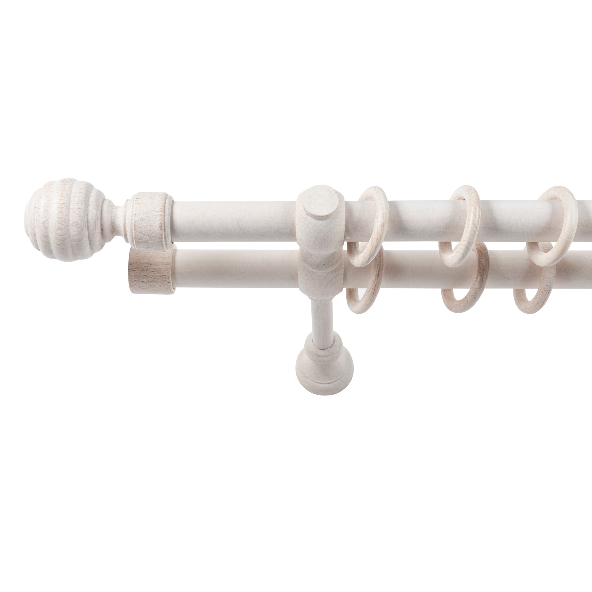 Galerie dubla lemn masiv Regal, nuanta alb-antic, 400 cm - kit complet