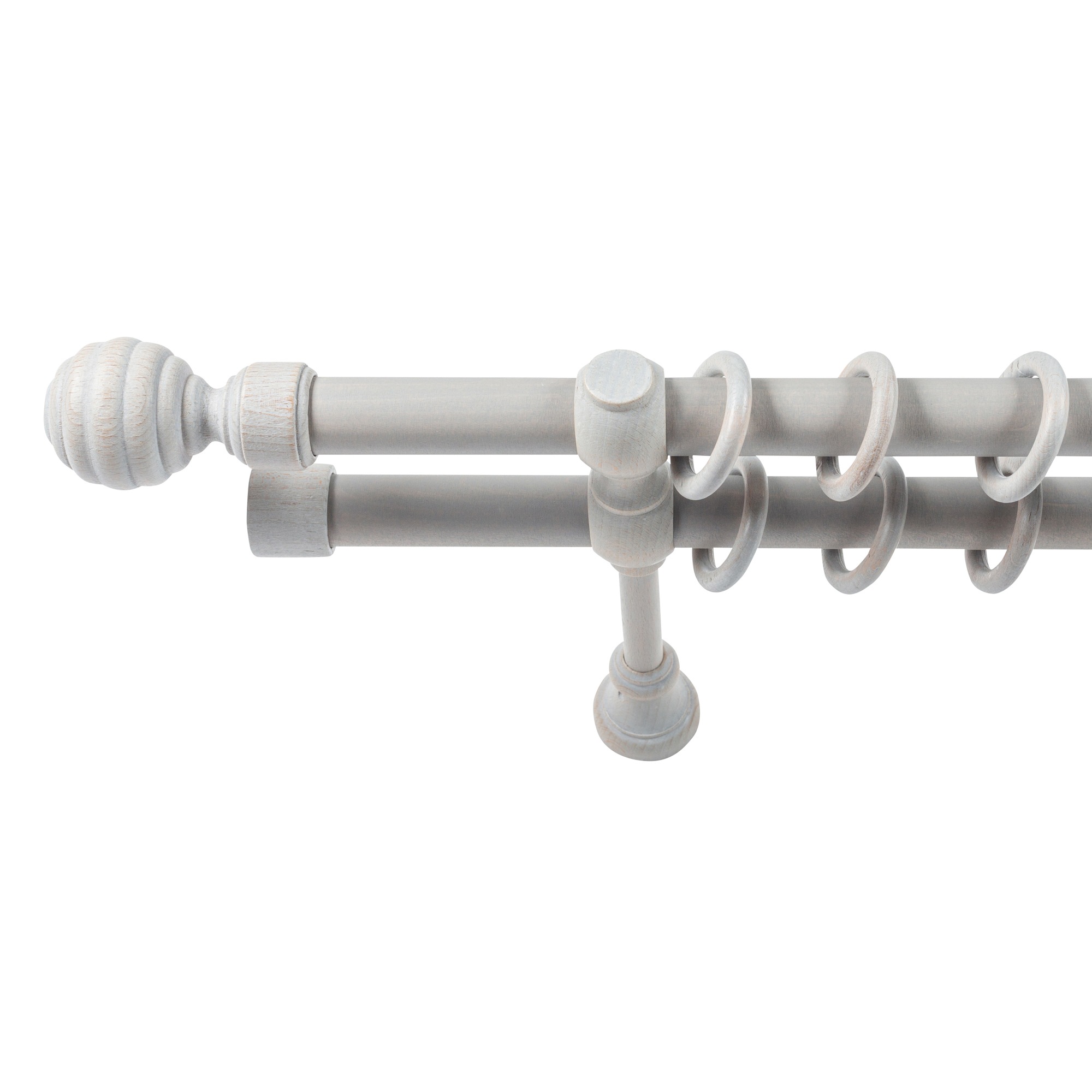 Galerie dubla lemn masiv Regal, nuanta gri-antic, 360 cm - kit complet