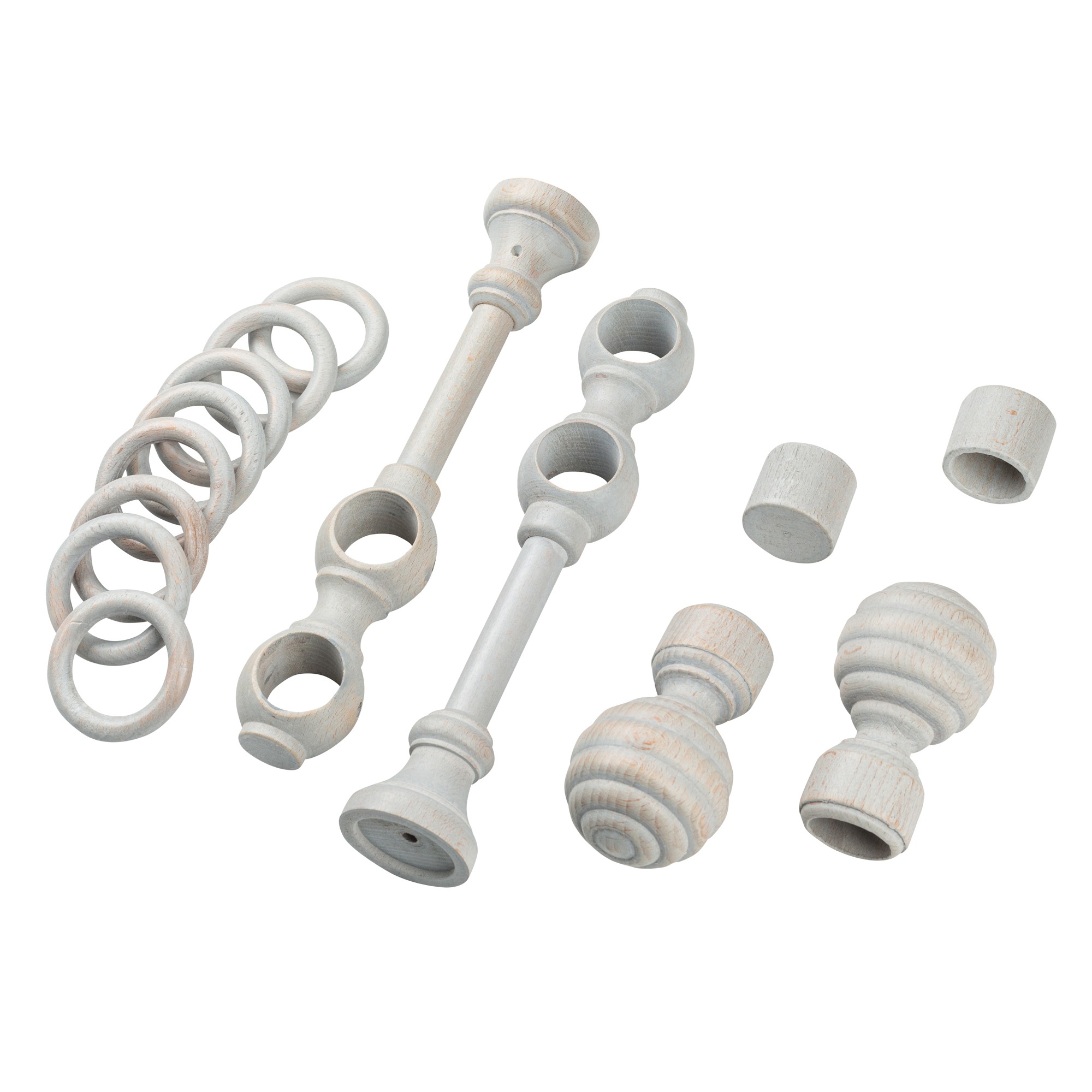 Galerie dubla lemn masiv Regal, nuanta gri-antic, 360 cm - kit complet