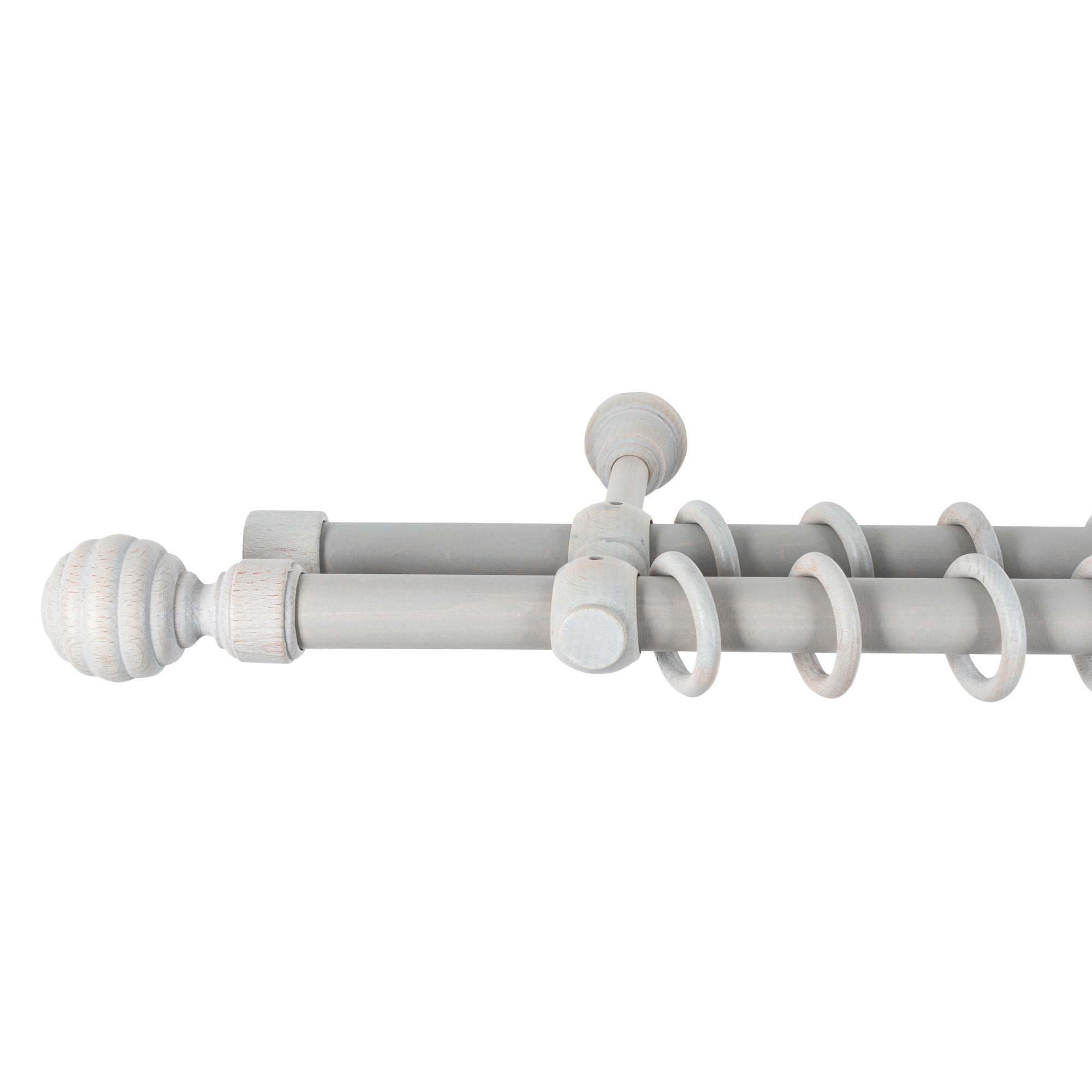 Galerie dubla lemn masiv Regal, nuanta gri-antic, 360 cm - kit complet