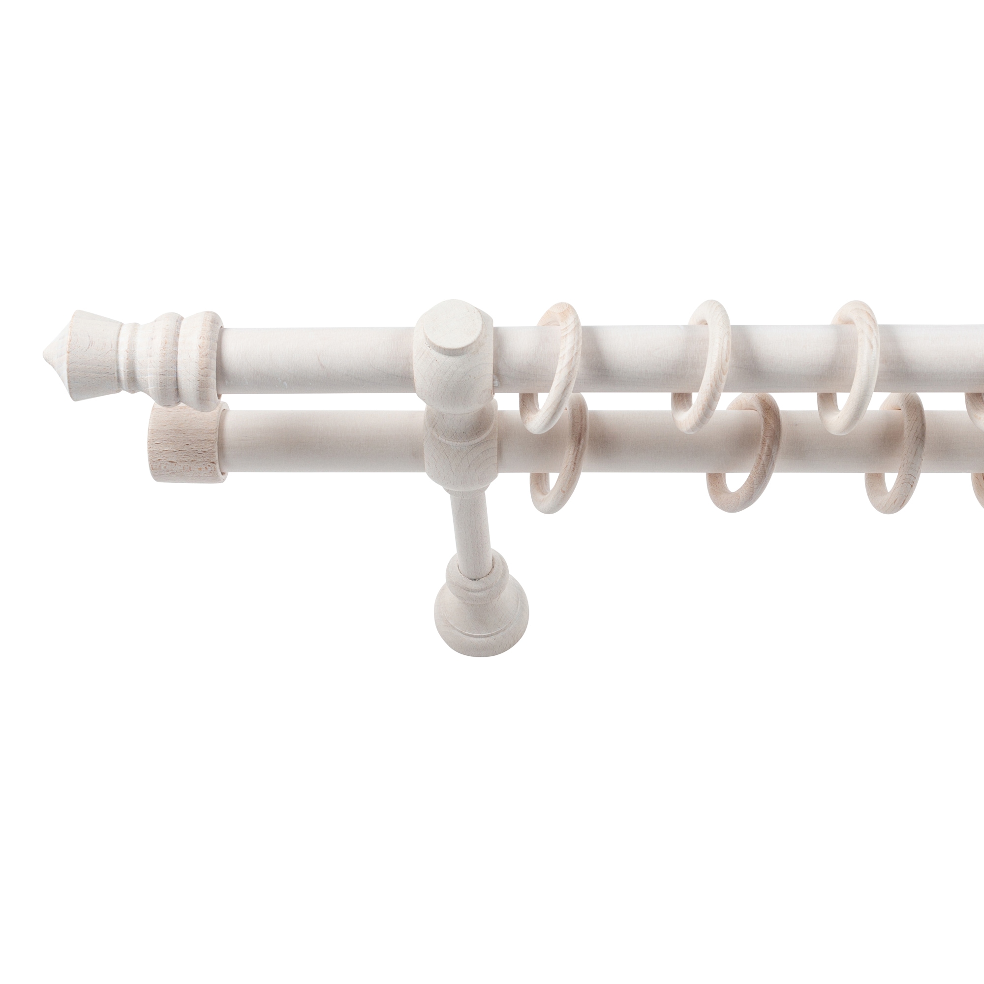 Galerie dubla lemn masiv King, nuanta alb-antic, 400 cm, kit complet